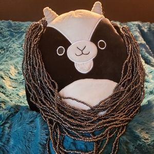 Dark Grey Multi Strand Glass Seed Bead Necklace